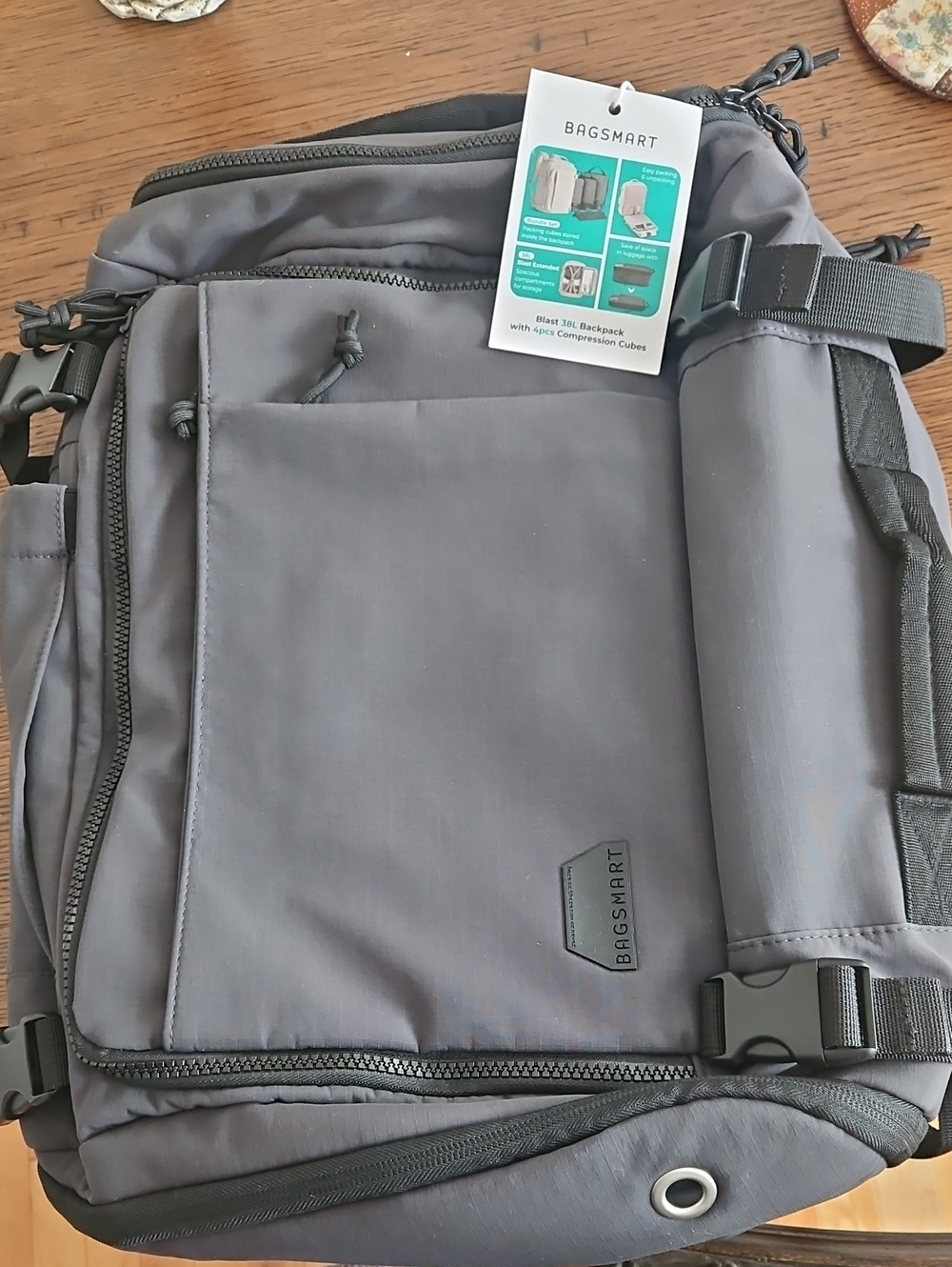 NWT Bagsmart Blast 38L Travel Backpack in Gray